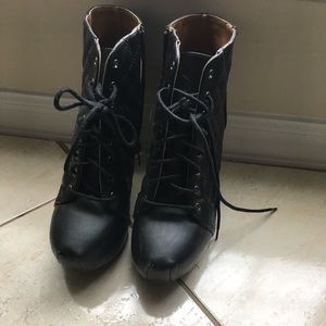Charlotte Russe black lace up booties